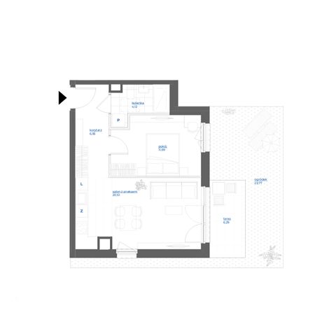 Plan 2 pok. 43m²