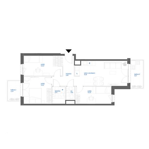 Plan 4 pok. 70m²