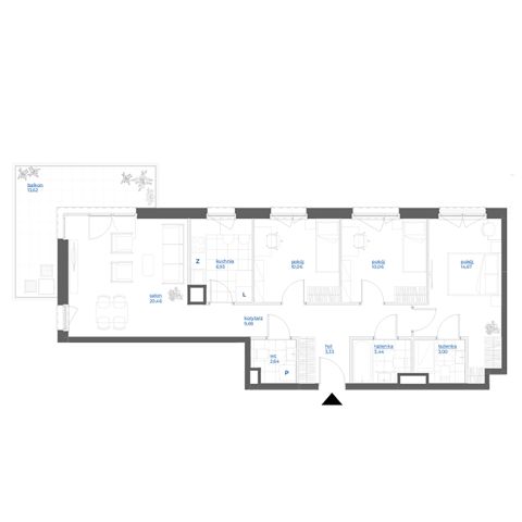 Plan 4 pok. 84m²