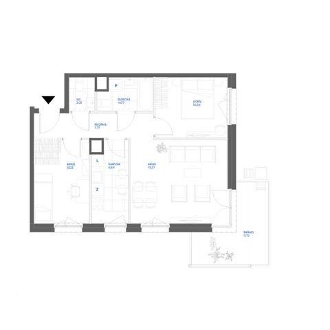 Plan 3 pok. 61m²