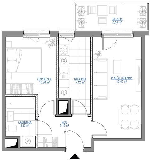 Plan 2 pok. 42m²