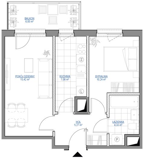 Plan 2 pok. 42m²