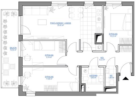 Plan 4 pok. 72m²