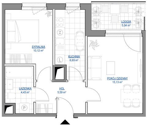 Plan 2 pok. 42m²