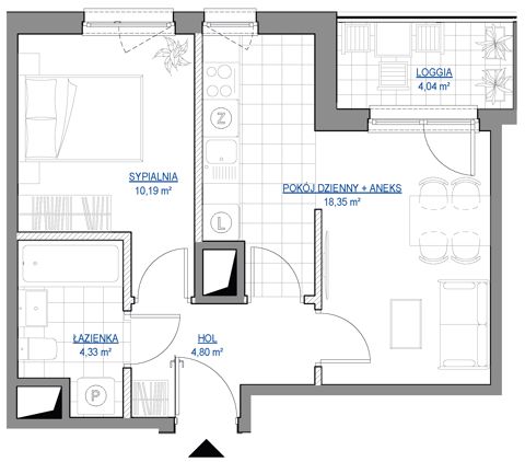 Plan 2 pok. 38m²