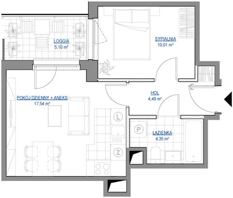 Plan 2 pok. 36m²