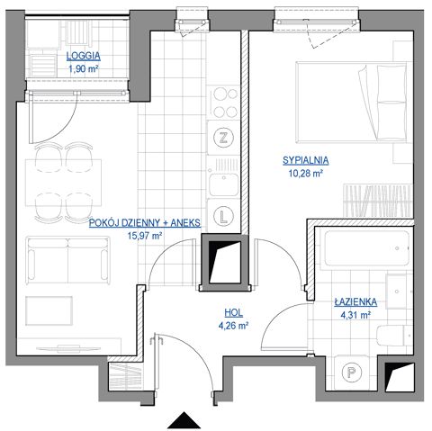 Plan 2 pok. 35m²