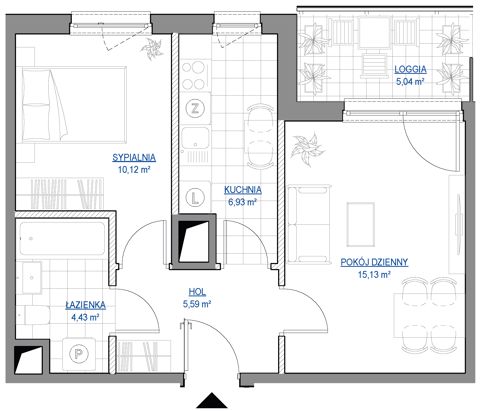Plan 2 pok. 42m²