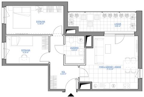 Plan 3 pok. 56m²