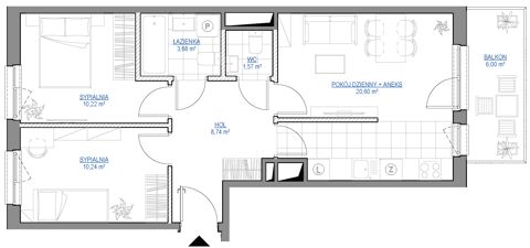 Plan 3 pok. 55m²