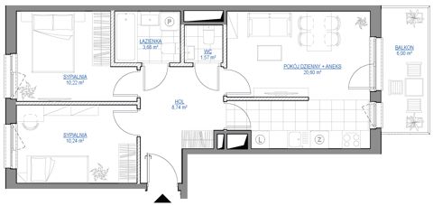 Plan 3 pok. 55m²