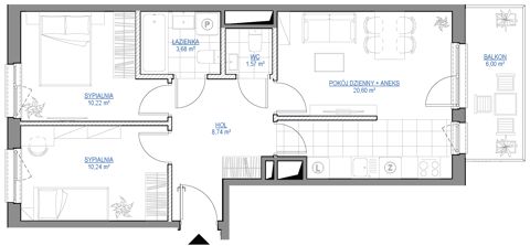 Plan 3 pok. 55m²