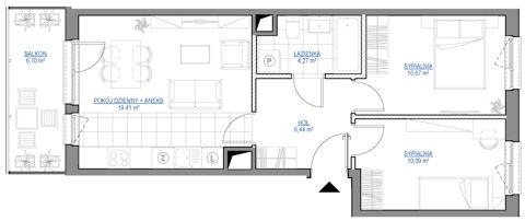 Plan 3 pok. 51m²