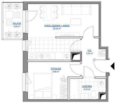 Plan 2 pok. 39m²