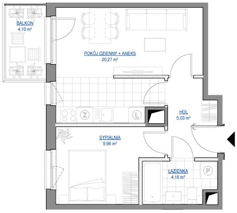 Plan 2 pok. 39m²