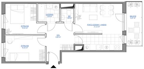 Plan 3 pok. 57m²