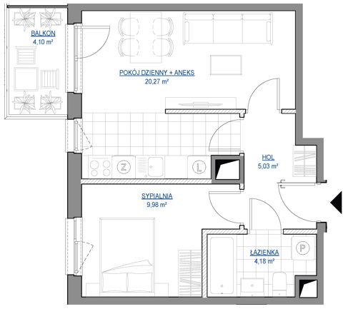 Plan 2 pok. 39m²