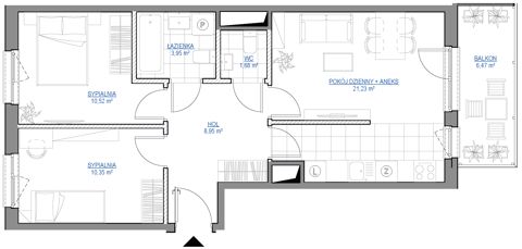 Plan 3 pok. 57m²
