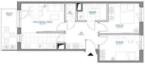 Plan 3 pok. 54m²