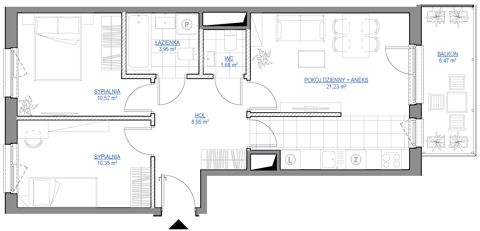 Plan 3 pok. 57m²