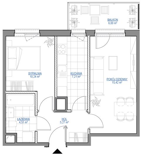 Plan 2 pok. 43m²