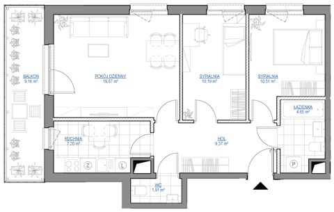 Plan 3 pok. 64m²