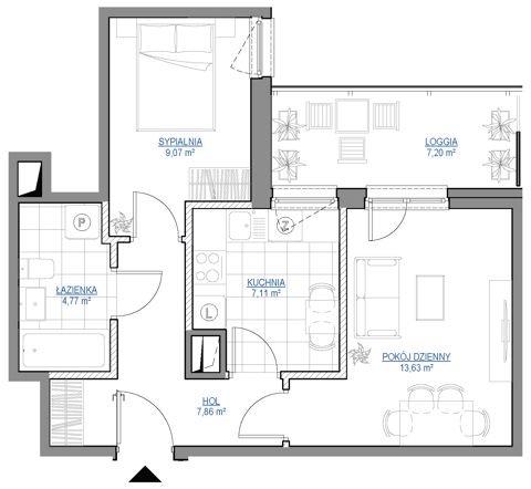 Plan 2 pok. 42m²