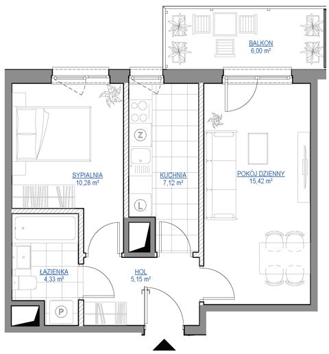 Plan 2 pok. 42m²