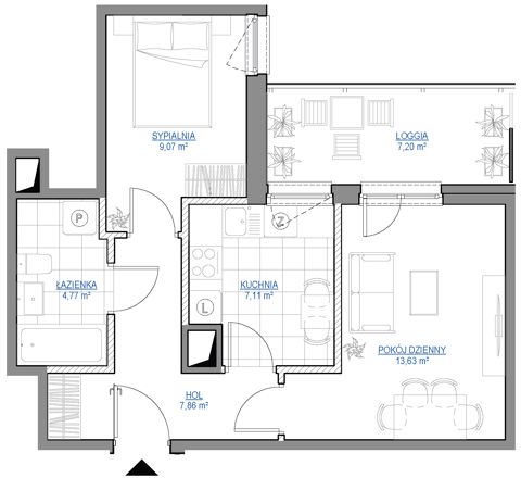 Plan 2 pok. 42m²