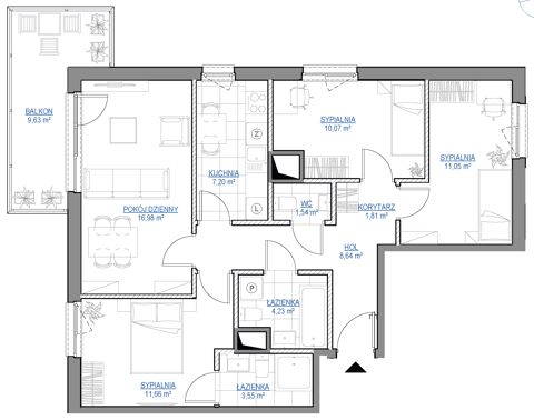 Plan 4 pok. 77m²
