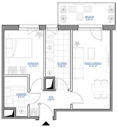 Plan 2 pok. 42m²