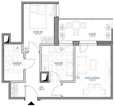 Plan 2 pok. 42m²