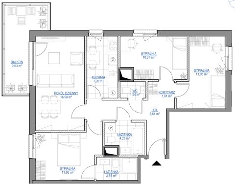 Plan 4 pok. 77m²