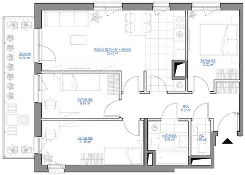 Plan 4 pok. 72m²