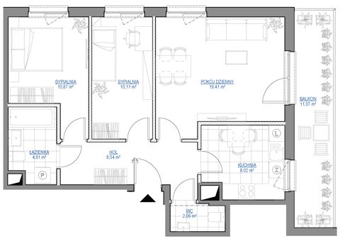 Plan 3 pok. 64m²