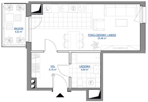 Plan 1 pok. 35m²