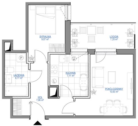 Plan 2 pok. 42m²