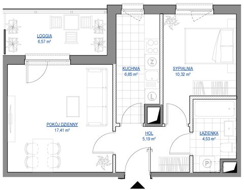 Plan 2 pok. 44m²