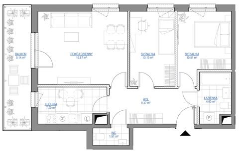 Plan 3 pok. 64m²