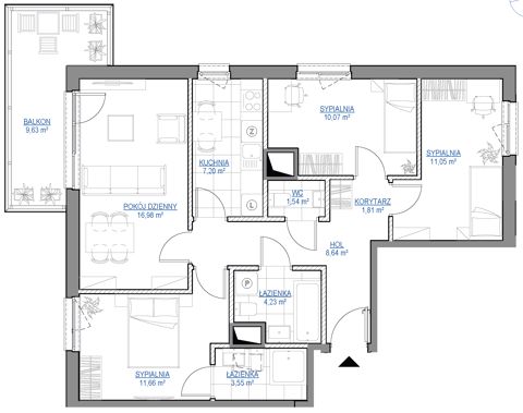 Plan 4 pok. 77m²