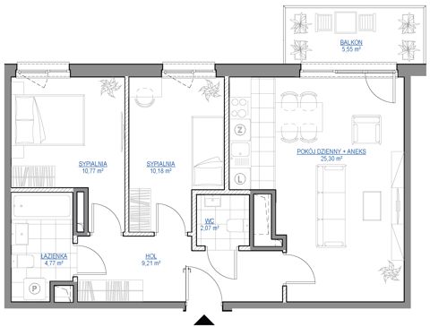 Plan 3 pok. 62m²