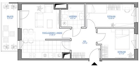Plan 3 pok. 53m²