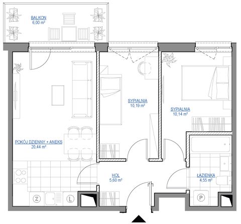 Plan 3 pok. 51m²