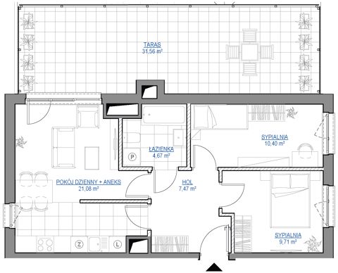 Plan 3 pok. 53m²