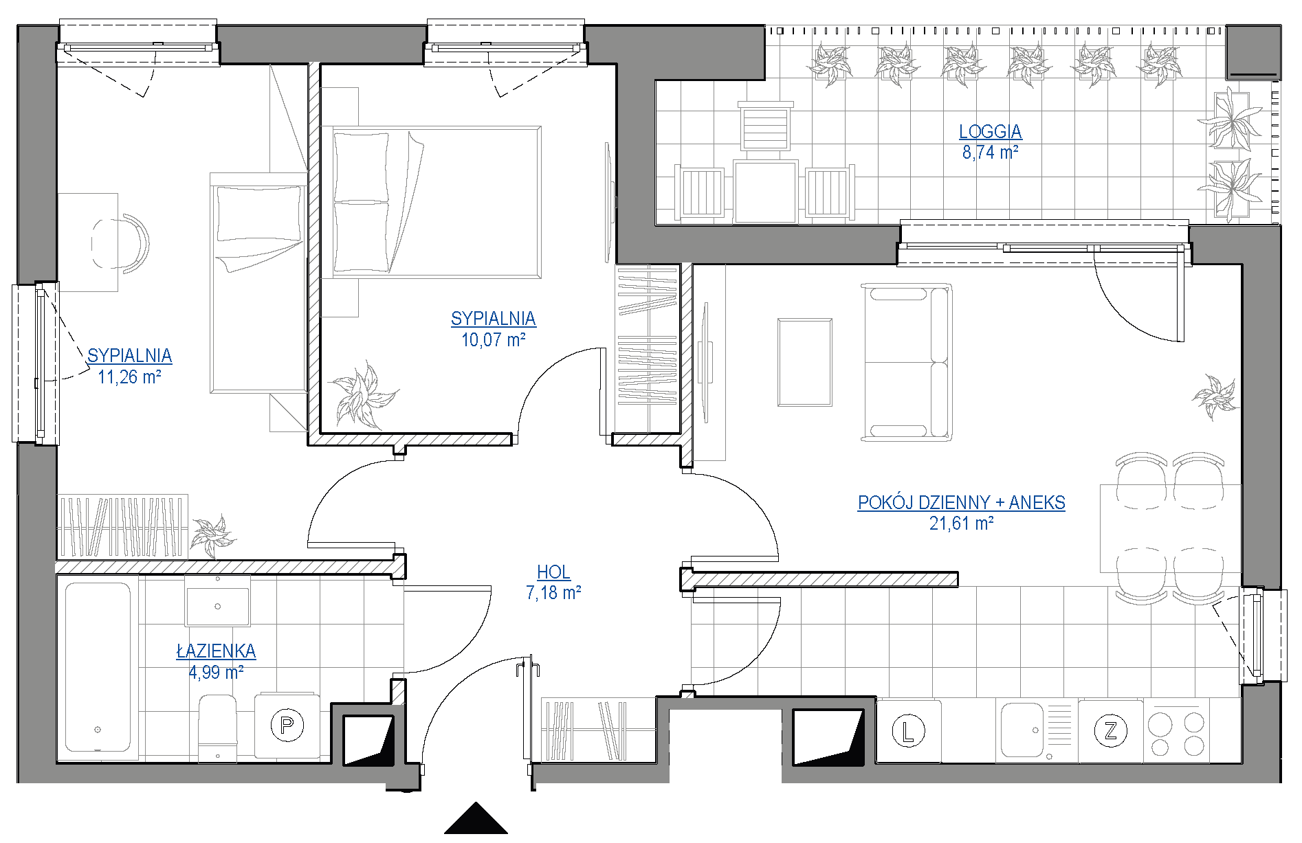 Plan 3 pok. 55m²