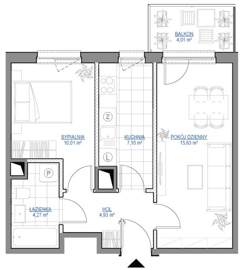 Plan 2 pok. 42m²