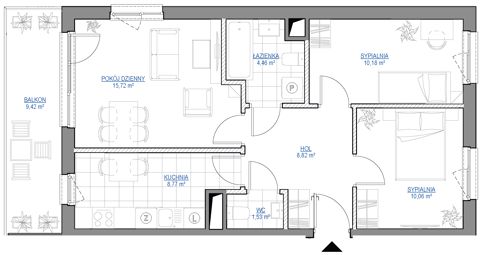 Plan 3 pok. 60m²