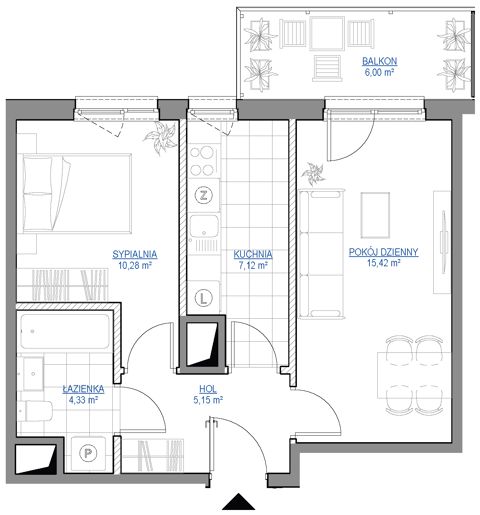 Plan 2 pok. 42m²