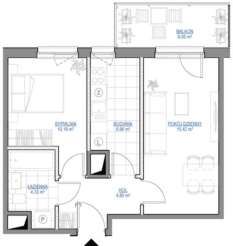 Plan 2 pok. 42m²