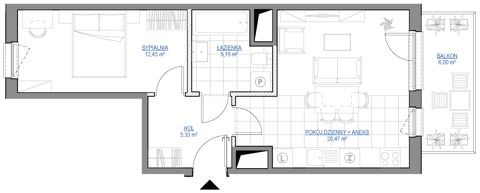 Plan 2 pok. 43m²